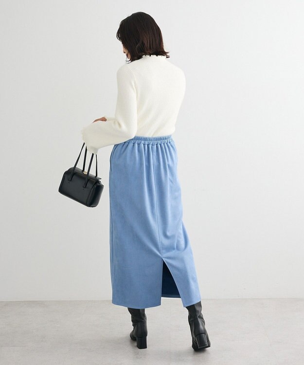 Green Parks なめらかタッチスウェード調Ｉラインスカート Blue