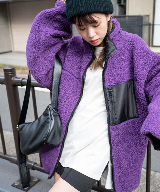 WEGO リバーシブルボアブルゾン パープル