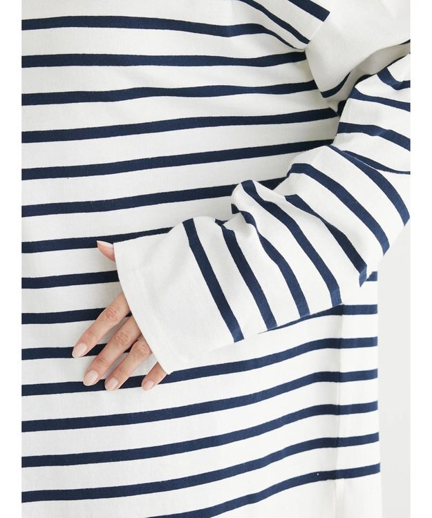 Green Parks パネルボーダーチュニック Navy