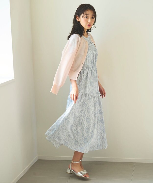 Feroux 【洗える】シアーカラー カーディガン ピンク系