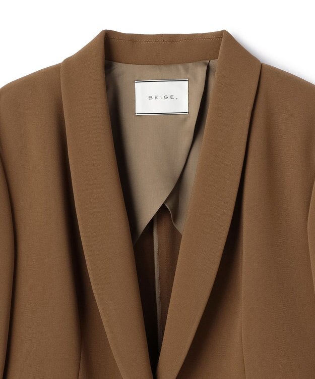 BEIGE， GYPSUM / シルキータッチ ショールカラージャケット Brown