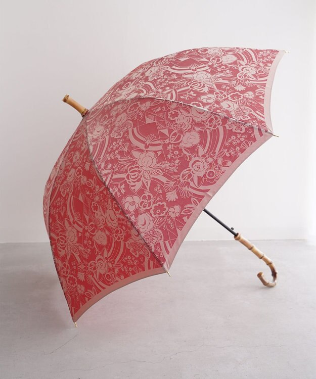 槇田商店 Kirie 更紗 ルージュ 長傘 赤