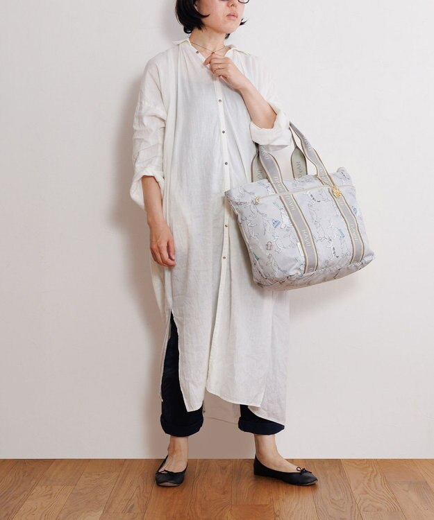 ACE BAGS & LUGGAGE 【雑誌掲載】 HAyU × ace.  フォールディング 折り畳みトートバッグ 猫柄 22L 17861 ベージュ柄