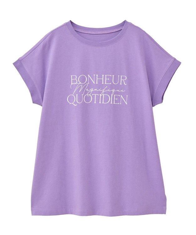 Green Parks フレンチスリーブ筆記体ロゴチュニック Purple