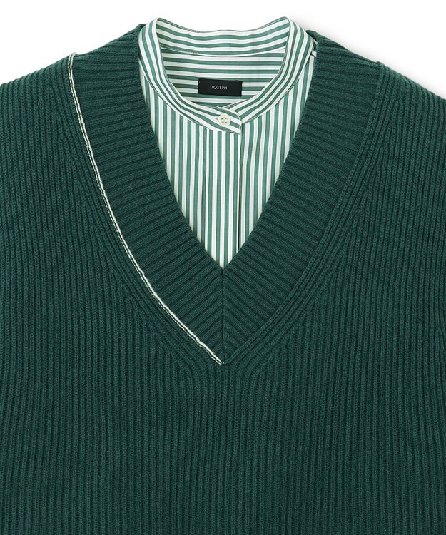 JOSEPH ポプリンシャツ×ニットベスト Dark Teal