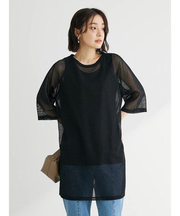Green Parks ＳＥＴ２点メッシュラグランチュニック Black