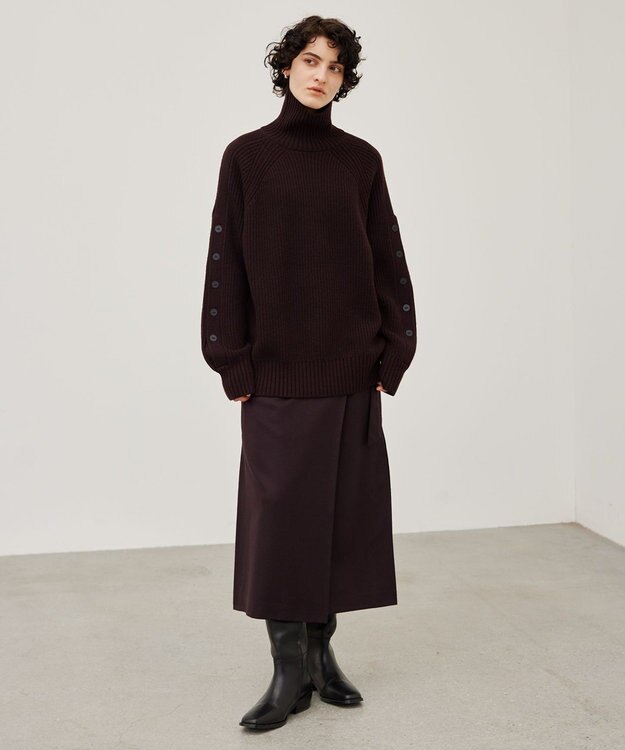 BEIGE， TERNES / ウールナローラップスカート Bordeaux