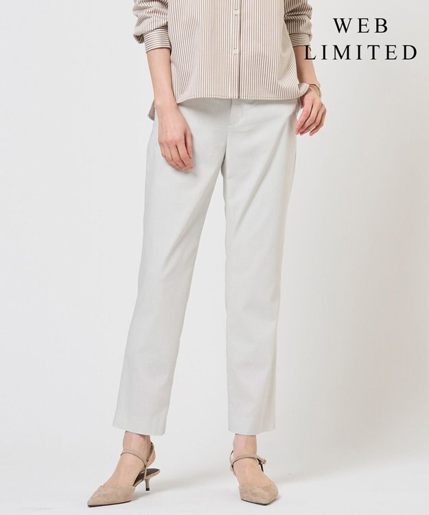 J.PRESS LADIES 【WEB限定カラーあり】セルロースリネンストレッチ テーパード パンツ 【WEB限定】ライトグレー系