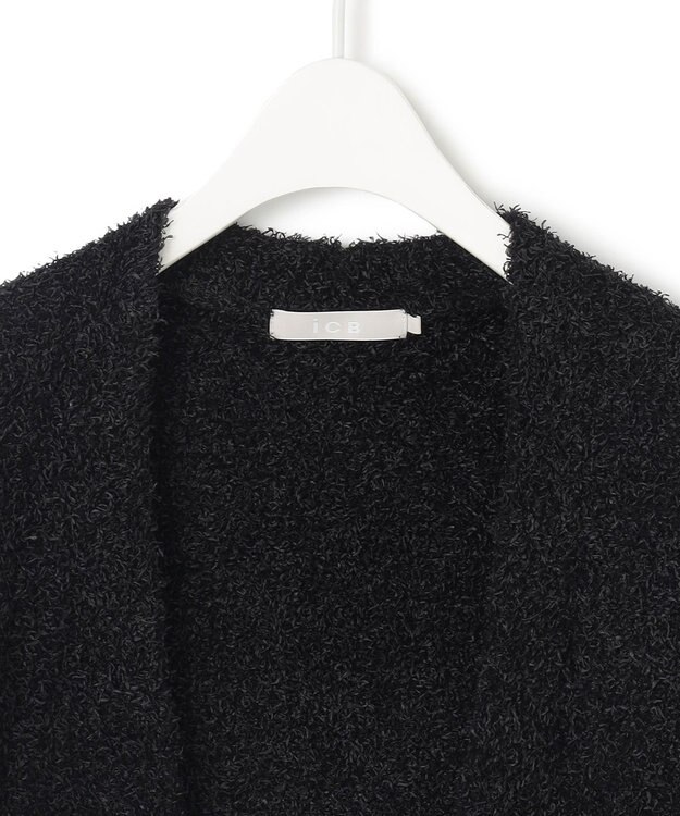 ICB L 【洗える】ペーパーモールブレンド ニットジャケット ブラック系