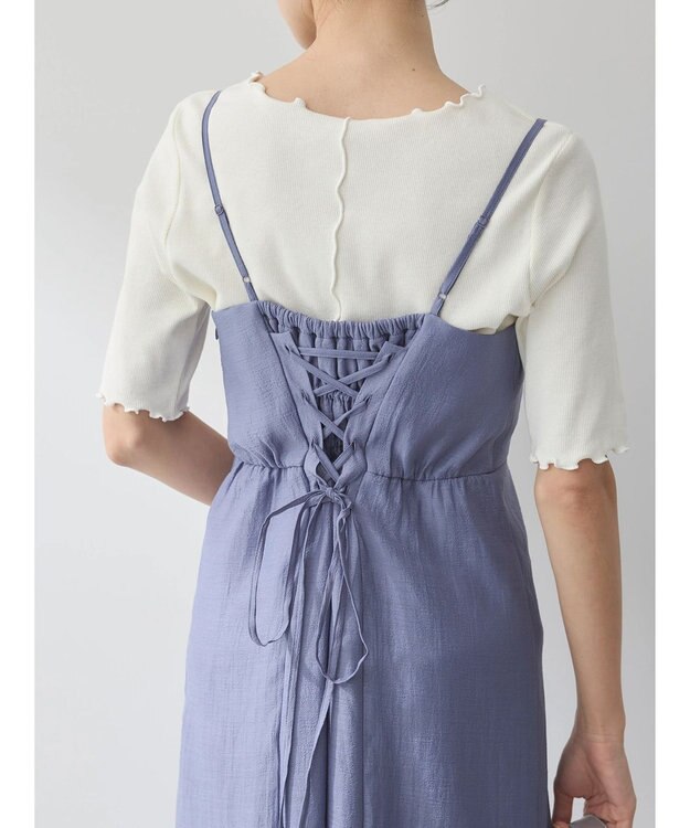earth music&ecology バックレースアップワンピース Grayish Blue