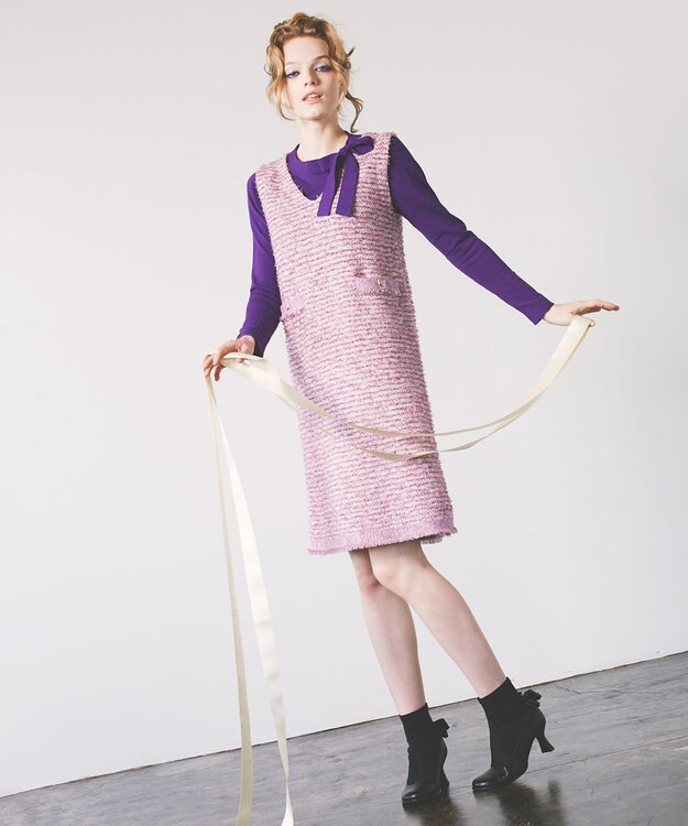 TOCCA 【洗える！】FONDU TWEED ドレス パープル系