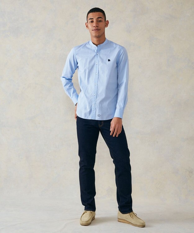 J.PRESS MEN 【WEB限定】ピンオックスバンドカラーバックブル シャツ サックスブルー系