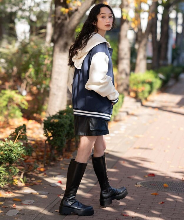 WEGO 【ユニセックス着用ITEM】スウェットフードスタジャン ネイビー