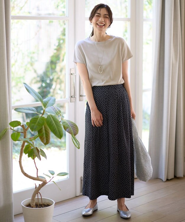 ANY 【接触冷感/UVカット/抗菌防臭/手洗い可/アンチピリング】ファンクションフレンチスリーブニット ライトグレー