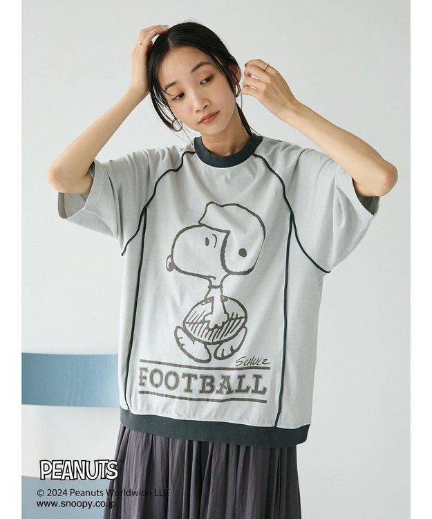 CRAFT STANDARD BOUTIQUE 【ユニセックス】PEANUTS/スヌーピー 切り替えTシャツ Light Gray