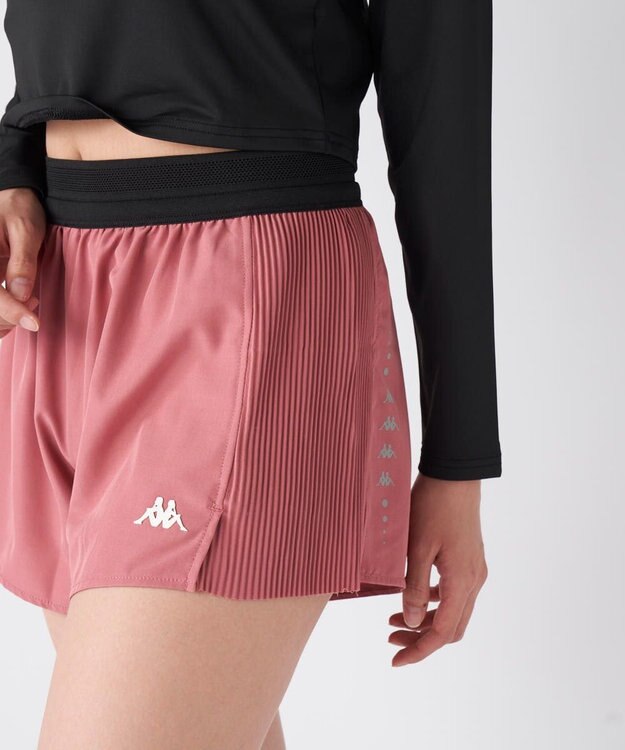 OP／FILA 【Kappa】プリーツ スポーツショートパンツ ダークピンク