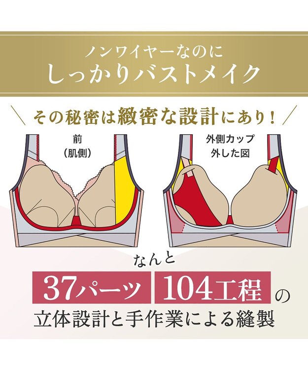 BRADELIS New York 【BRADELIS NewYork peace】ハートフルカップビューティフルブラ25 選べるデザイン ノンワイヤー 補整下着 補正 ブラジャー ローズベージュ