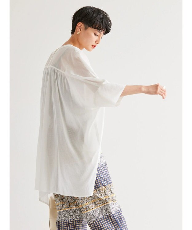 AMERICAN HOLIC バックギャザーＶネックシアーシャツ Off White