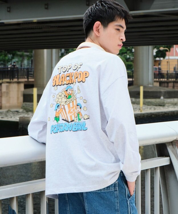 WEGO 【ユニセックス着用ITEM】ボーイズグラフィックBIG　T（LS） ライトグレー