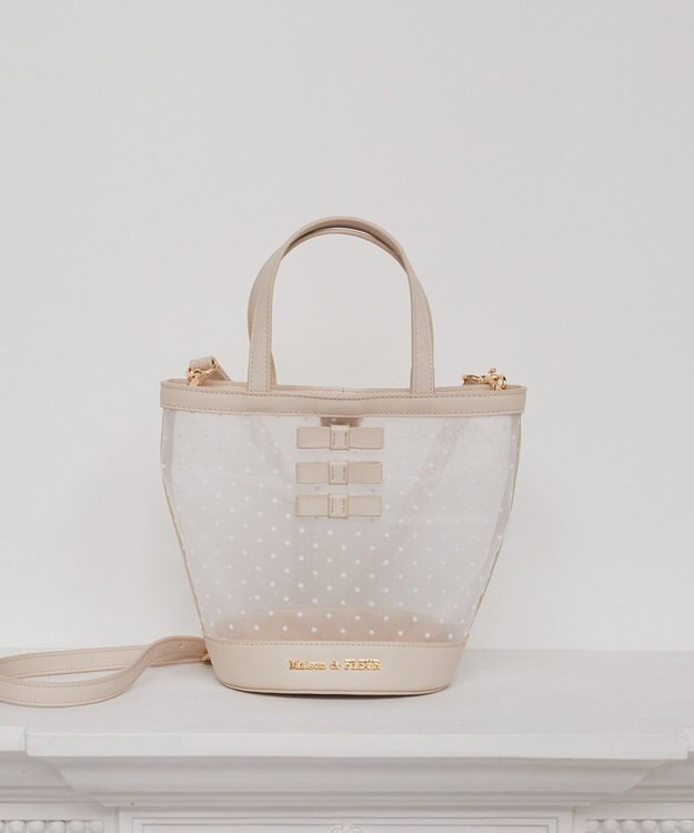 Maison de FLEUR メッシュチュールバッグ Pink Beige