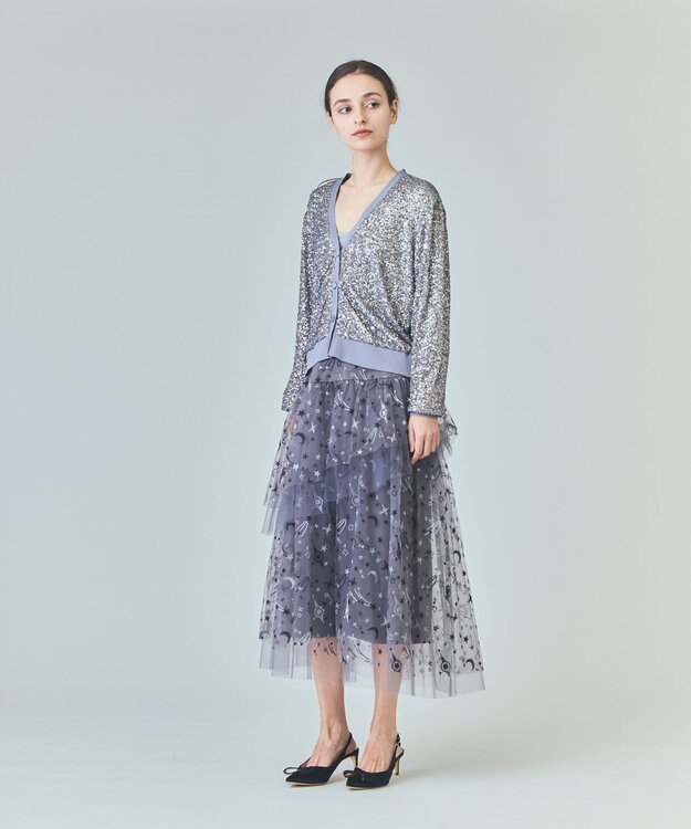 GRACE CONTINENTAL スペースembチュールスカート グレー