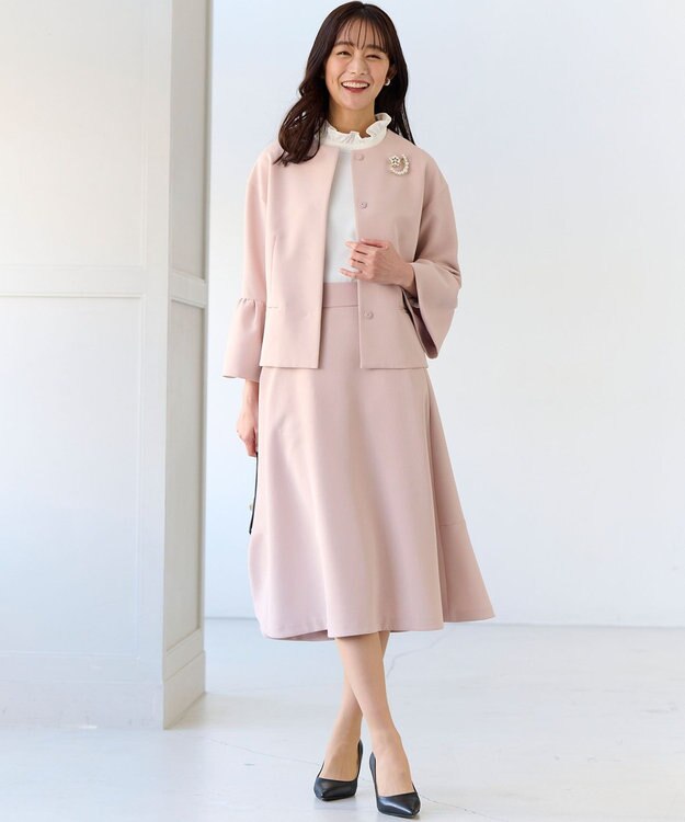 組曲 【KUMIKYOKU NAVY】ジョーゼットシフォン スタンドフリルブラウス パールホワイト系