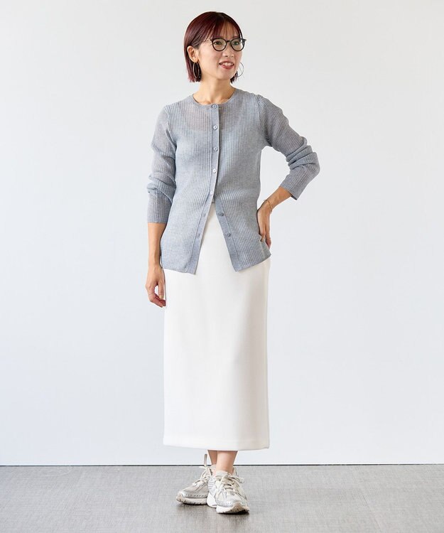 UNFILO シアーリブ ニットカーディガン グレー