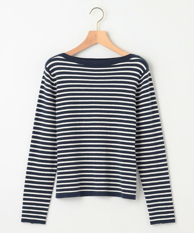 組曲 シルク混ニットロングＴシャツ ネイビー系1