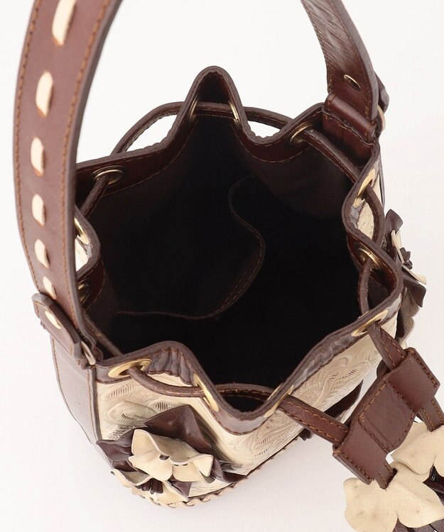 GRACE CONTINENTAL Flower Motif Bag ダークブラウン