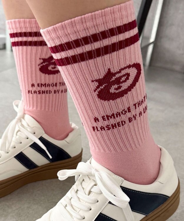 WEGO 2ラインデザインソックス ピンク