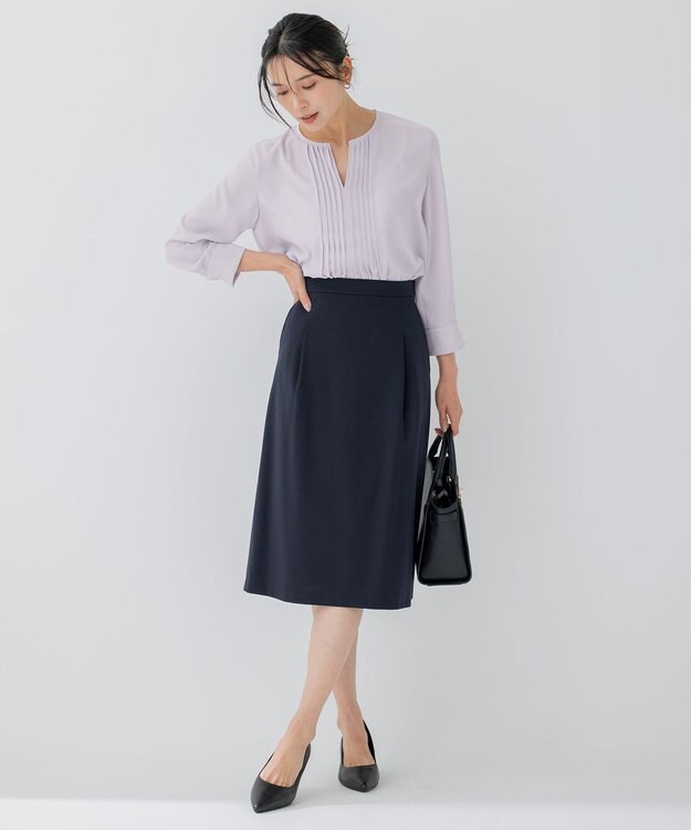 23区 S 【洗える】 バックサテンアムンゼン キーネック ブラウス ライラック系