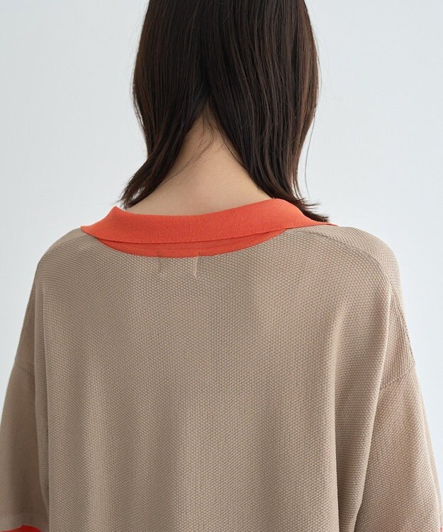 YECCA VECCA 配色ワイドポロニット Beige