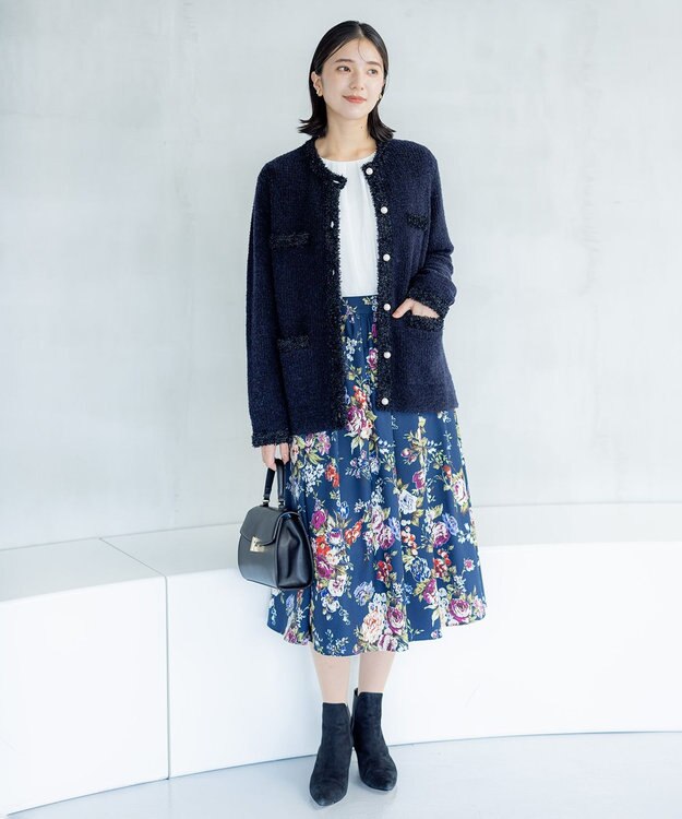 組曲 ツイードニット ジャケット ネイビー系