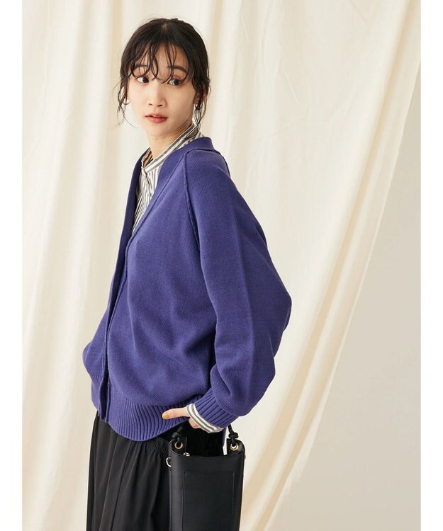 CRAFT STANDARD BOUTIQUE Ｖネックアウトリンキングカーディガン Navy