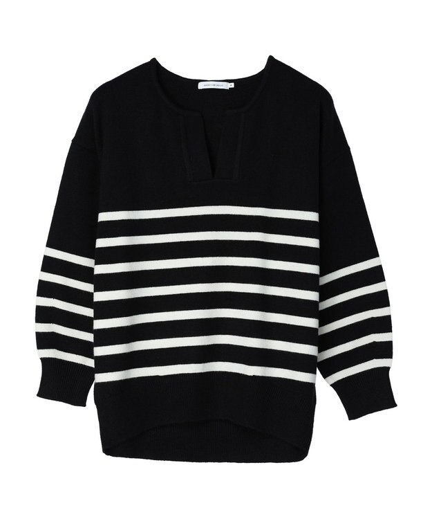 AMERICAN HOLIC バイパチスキッパーニットプルオーバー Border Black