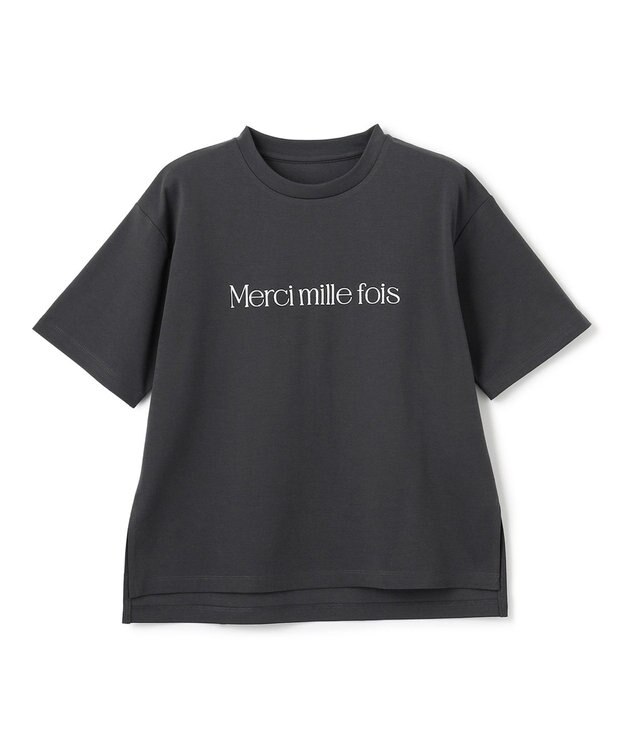 UNFILO BEAUTY FORM-Tコットン ロゴ半袖T チャコール