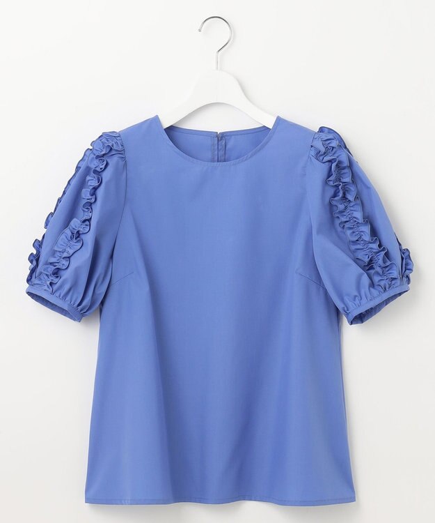 Feroux 【洗える】袖フリルチュニック ブラウス ブルー系