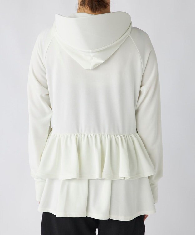 OP／FILA 【ocean pacific】フェイスガード付き バックフリル ラッシュガードパーカー オフホワイト