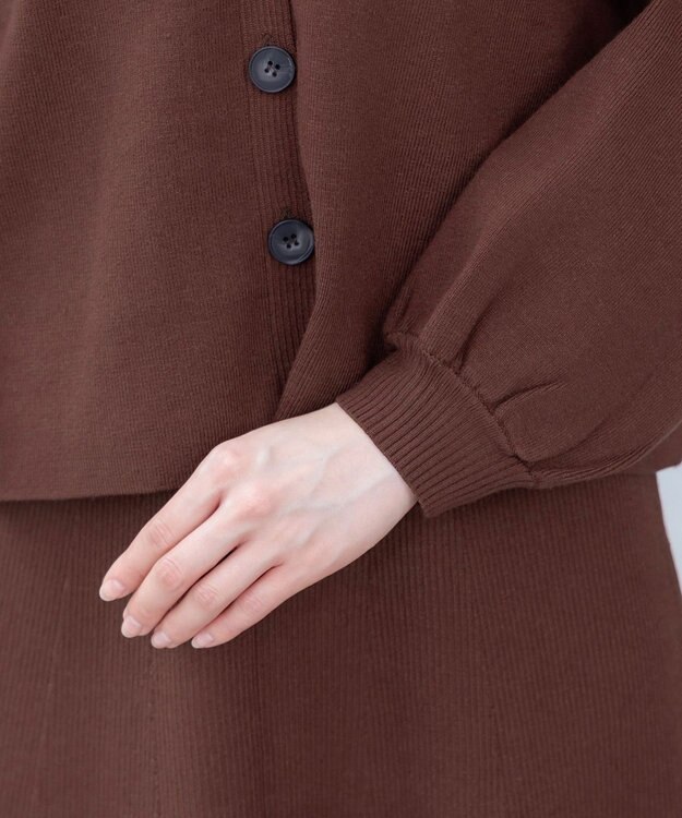 Tiaclasse 【洗える】大人上品なニットカーデ＋ワンピースセット ブラウン