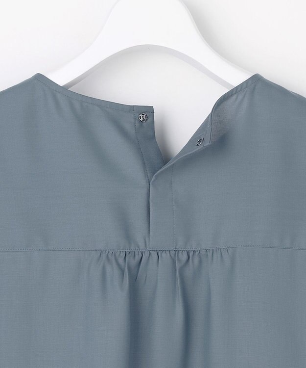 J.PRESS LADIES スパンソフトクロス刺繍 ブラウス ダルブルー系