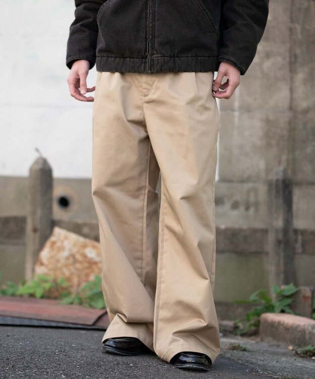 WEGO 別注RED　KAPタックワイドチノパンツ ベージュ