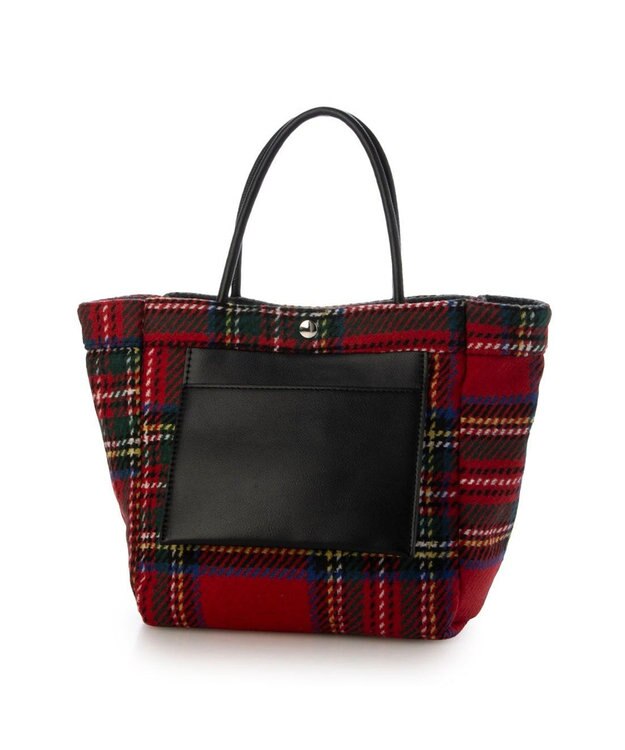 UNBILLION VERYコラボ カシュカシュ cachecache / ウールリバーシブルチェックトートバッグ レッド