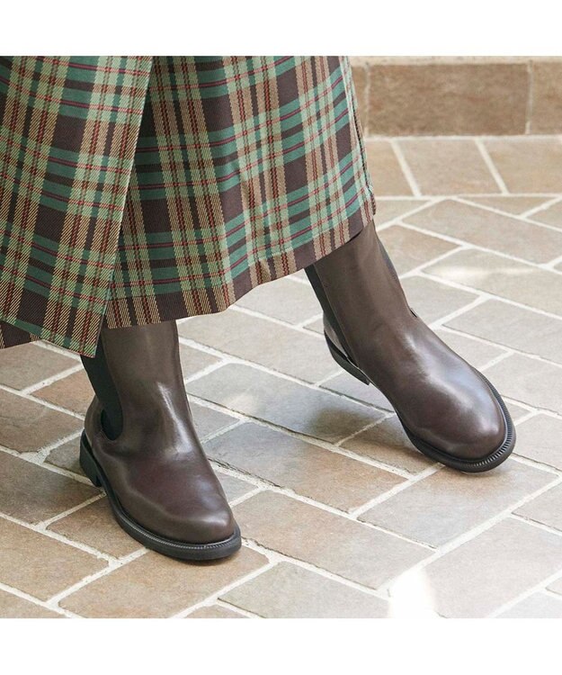 MODE ET JACOMO <carino>【レイン対応】サイドゴアショートブーツ ダークブラウン