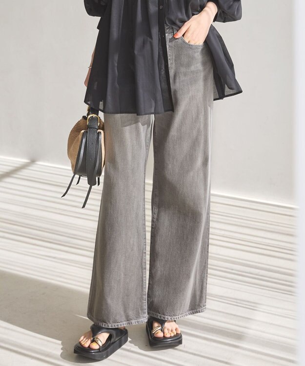 23区 L 【SLOW/一部店舗限定】ワイドシルエット デニム パンツ ライトグレー系