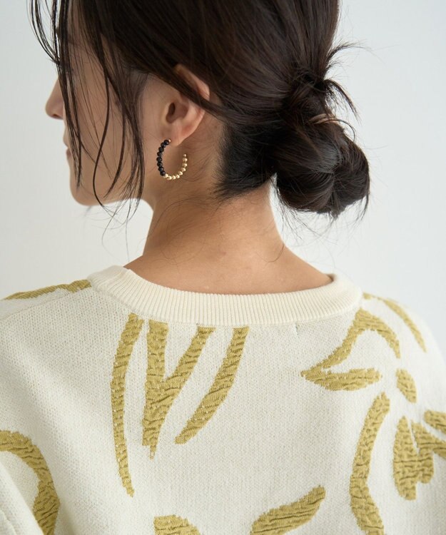 YECCA VECCA アート柄ふくれジャガードニット Ivory