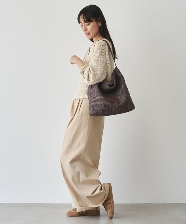 russet ナイロンラフィアワンショルダーバッグ《かごバッグ》(CE-1714) D.Brown