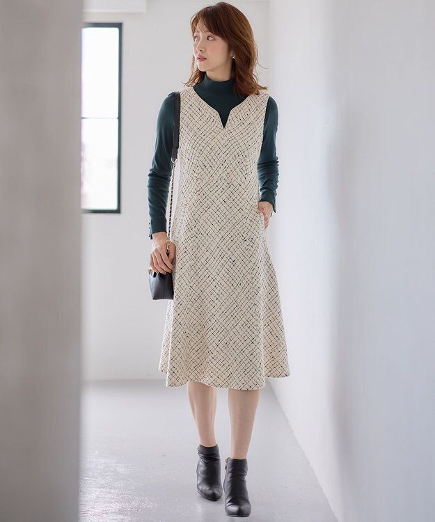 ANY SIS 【美人百花掲載】シックツイーディ ワンピース アイボリー