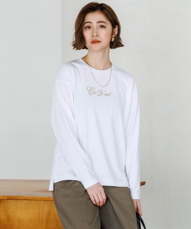23区 【~6/28まで受注生産】カスタマイズ 立体刺繍 長袖 Tシャツ ホワイト×ゴールド