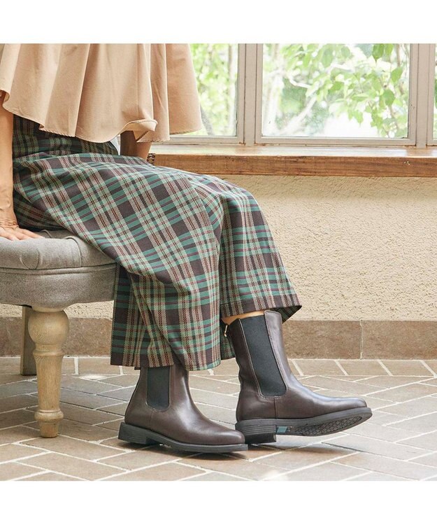 MODE ET JACOMO <carino>【レイン対応】サイドゴアショートブーツ ダークブラウン