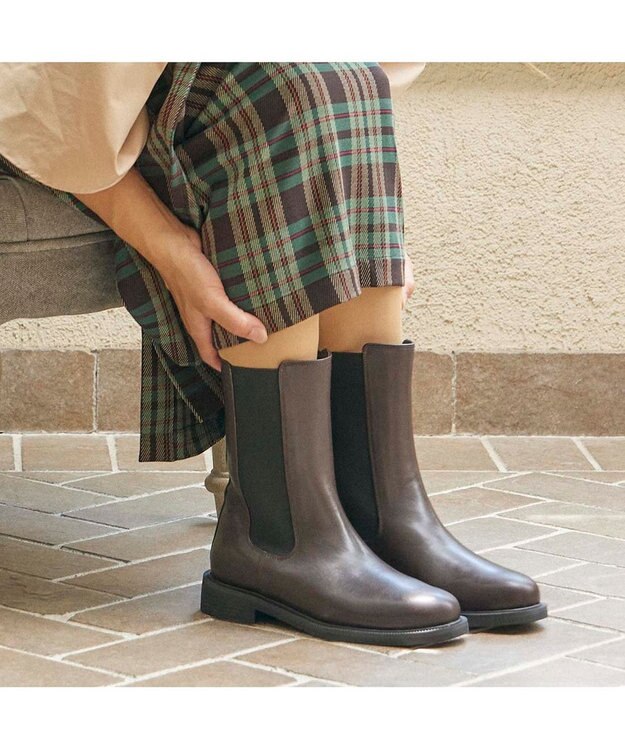 MODE ET JACOMO <carino>【レイン対応】サイドゴアショートブーツ ダークブラウン